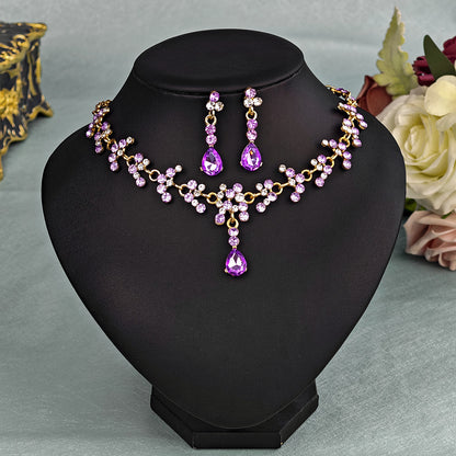 Rhinestone  jewelry set: earrings and necklace.