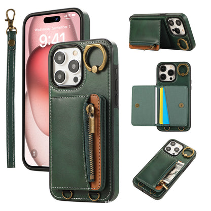 Zip Plug Leather Series  Plug-In Zipper Card Case for iPhone
