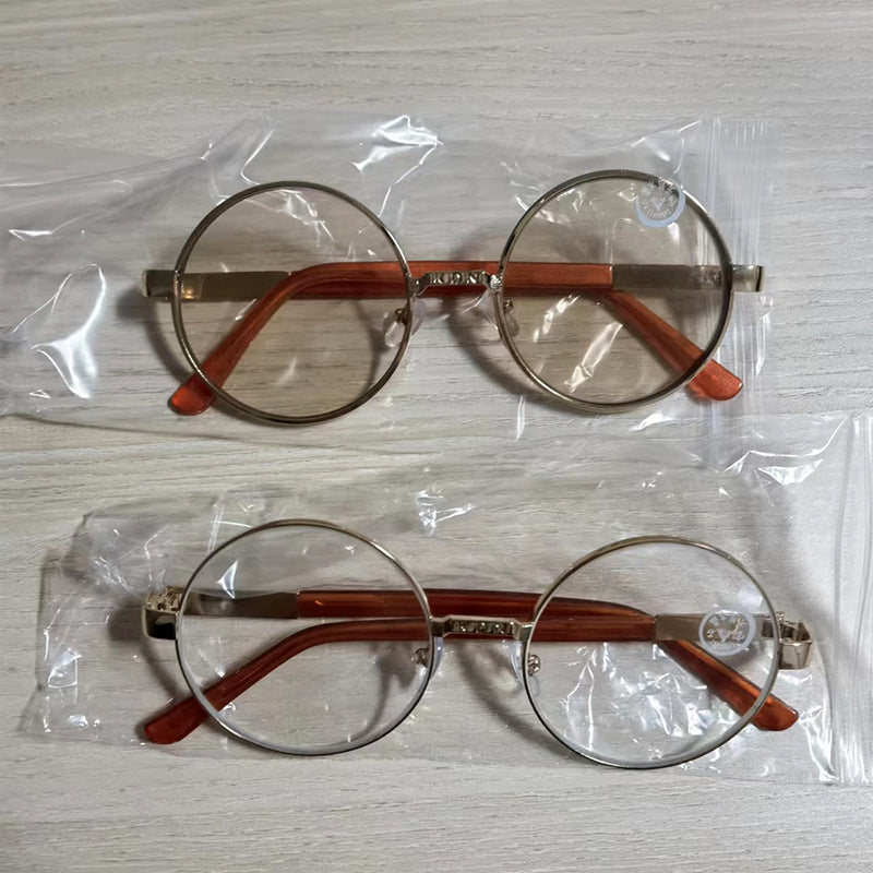 Retro round crystal glass sunglasses