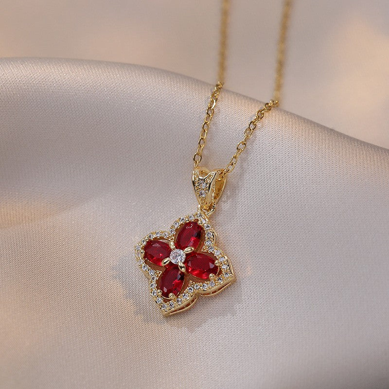 Amoré Zircon Flower Women's Necklace