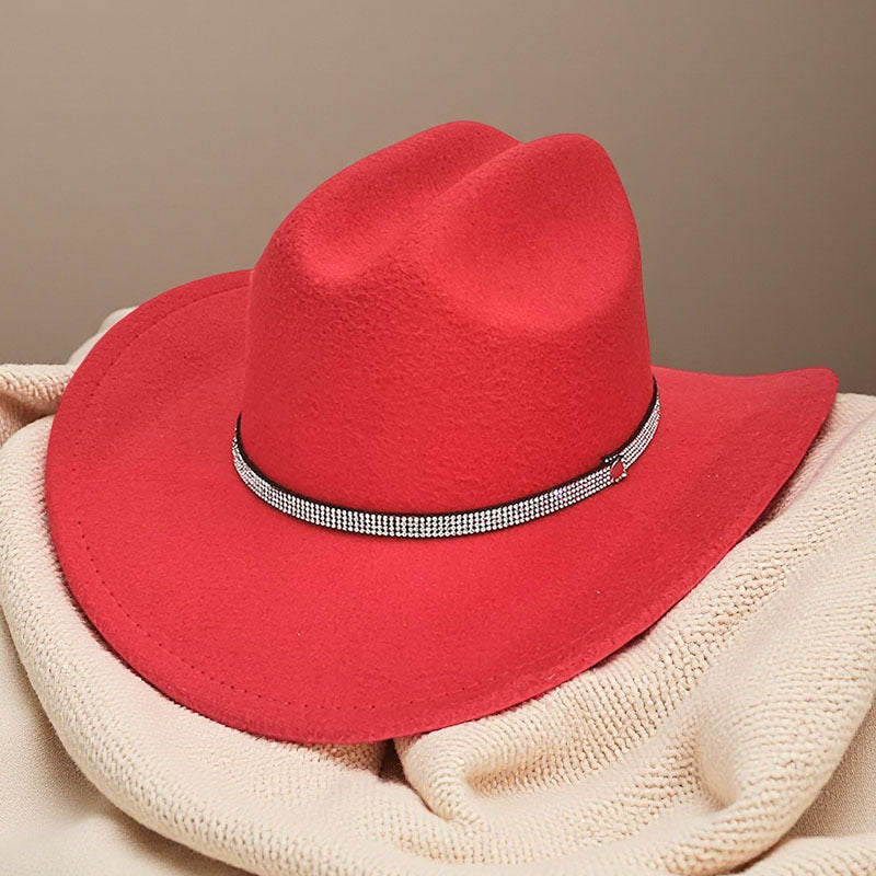Western cowboy hat curved brim hat pebbled belt