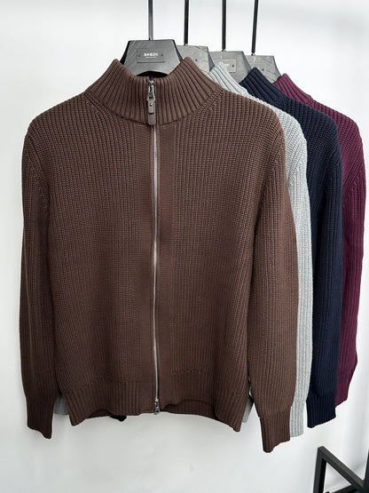 Pure Cotton Dual-Zip Heavyweight Knit Jacket