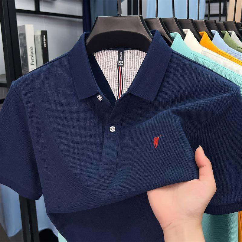 Premium Cotton Polo Shirt  Breathable Business Casual Short Sleeve Tee