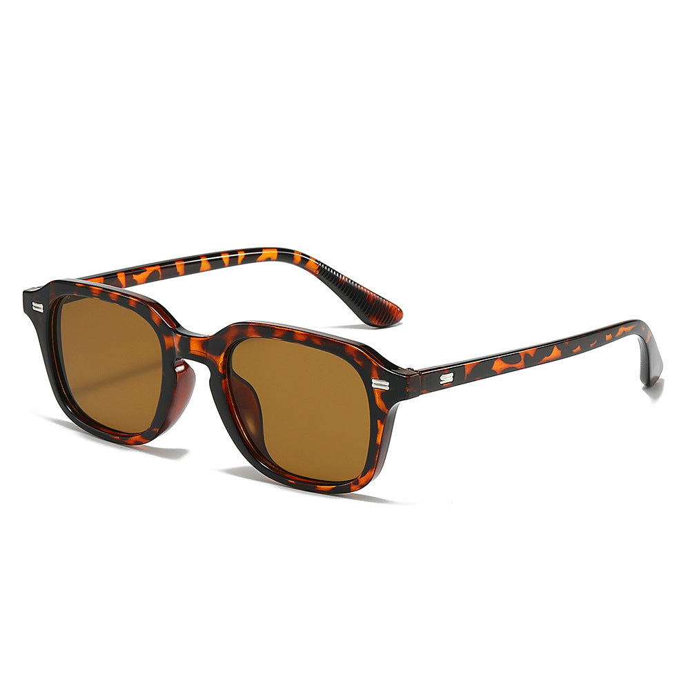 Classic square narrow frame sunglasses with gradient lenses and UV protection.