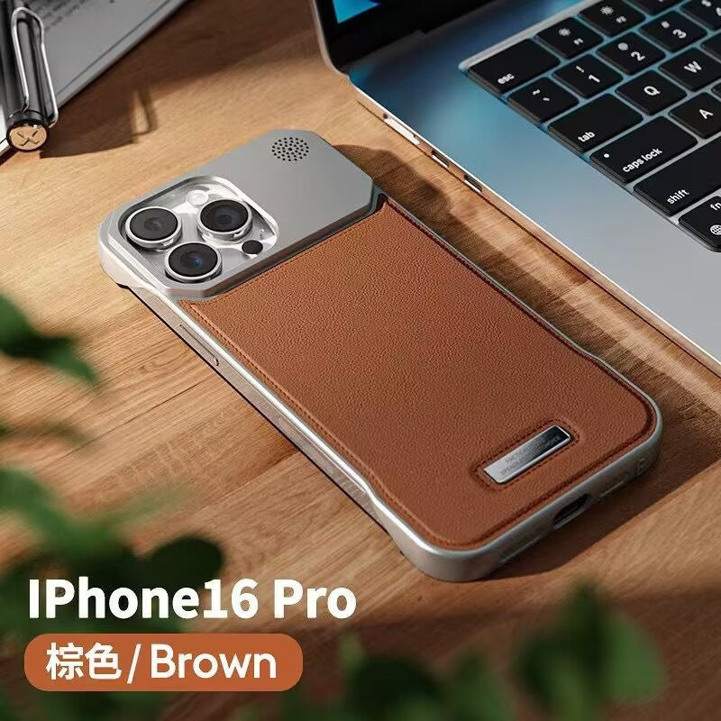 Metal Magnetic Leather Case for iPhone