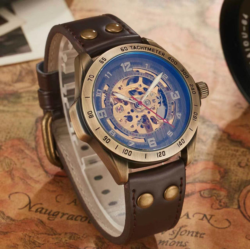 Vintage Skeleton Mechanical Automatic Machine Watch