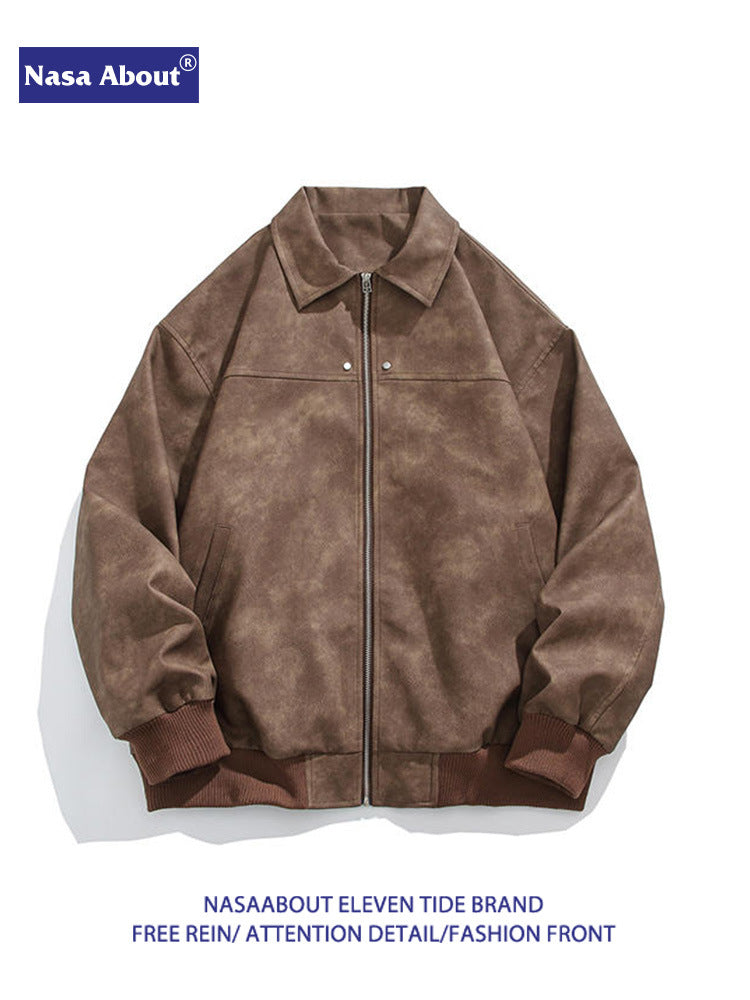 Astro Heritage NASA Vintage Brown Suede Lapel Leather Jacket