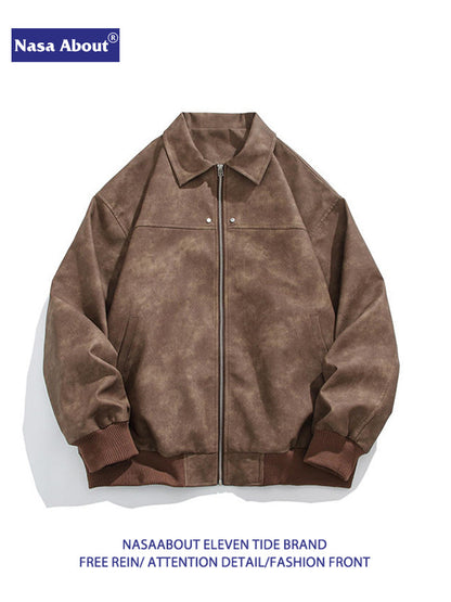 Astro Heritage NASA Vintage Brown Suede Lapel Leather Jacket