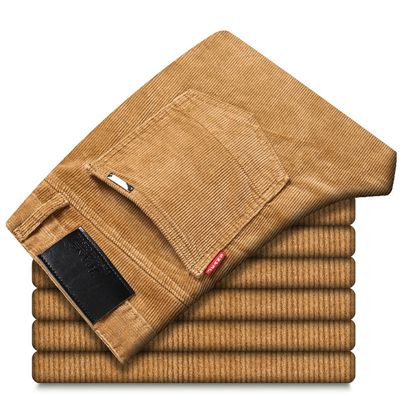 Straight-Leg Plush Corduroy Slacks
