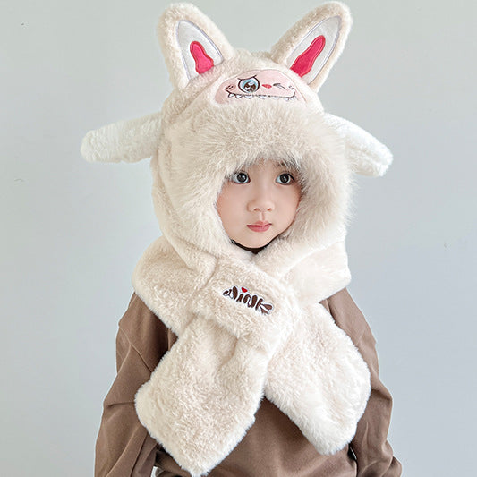 Children's warm plush hat scarf