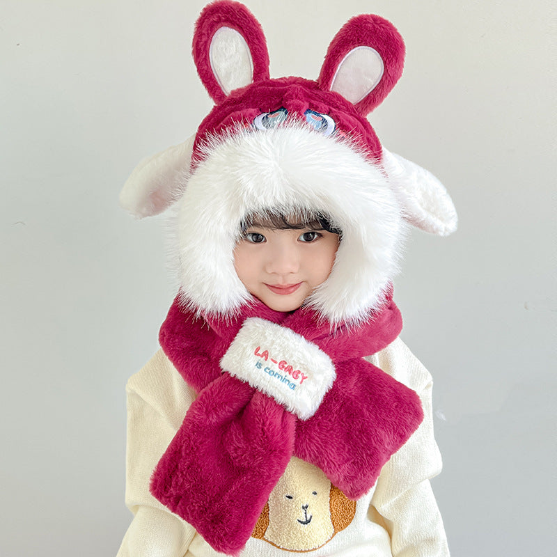 Children's warm plush hat scarf
