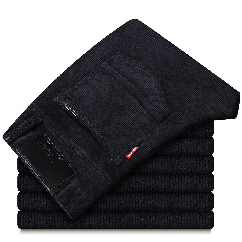 Straight-Leg Plush Corduroy Slacks