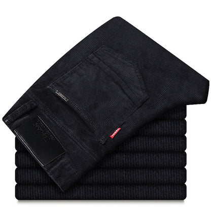 Straight-Leg Plush Corduroy Slacks