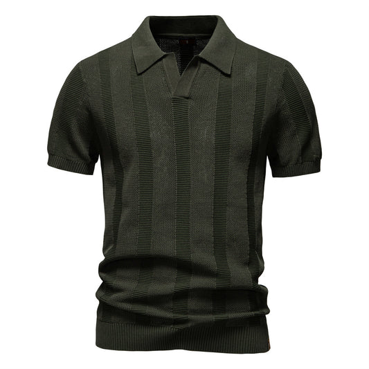 Men's Stripe Hollow Polo Shirt