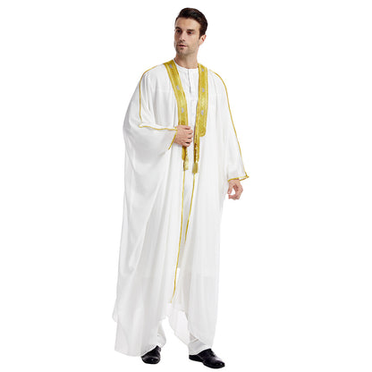 Mens Arabic Embroidered Long Robe  Gold Bead Chiffon