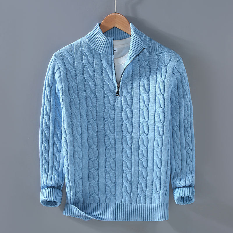 Men's Autumn/Winter Thick Half-Neck Zipper Knitted Pullover