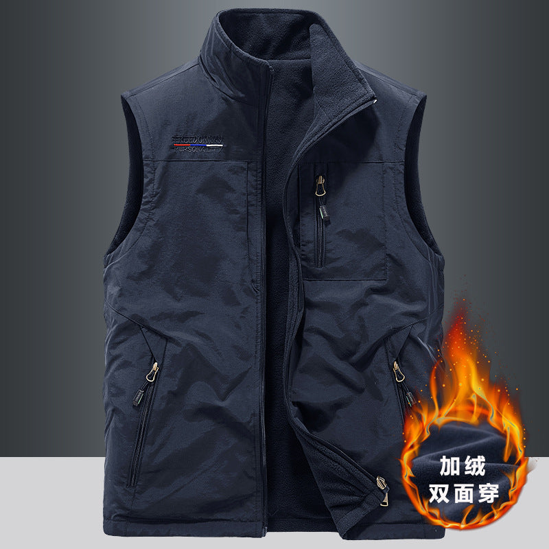 Men's fleece vest autumn/winter, sleeveless.