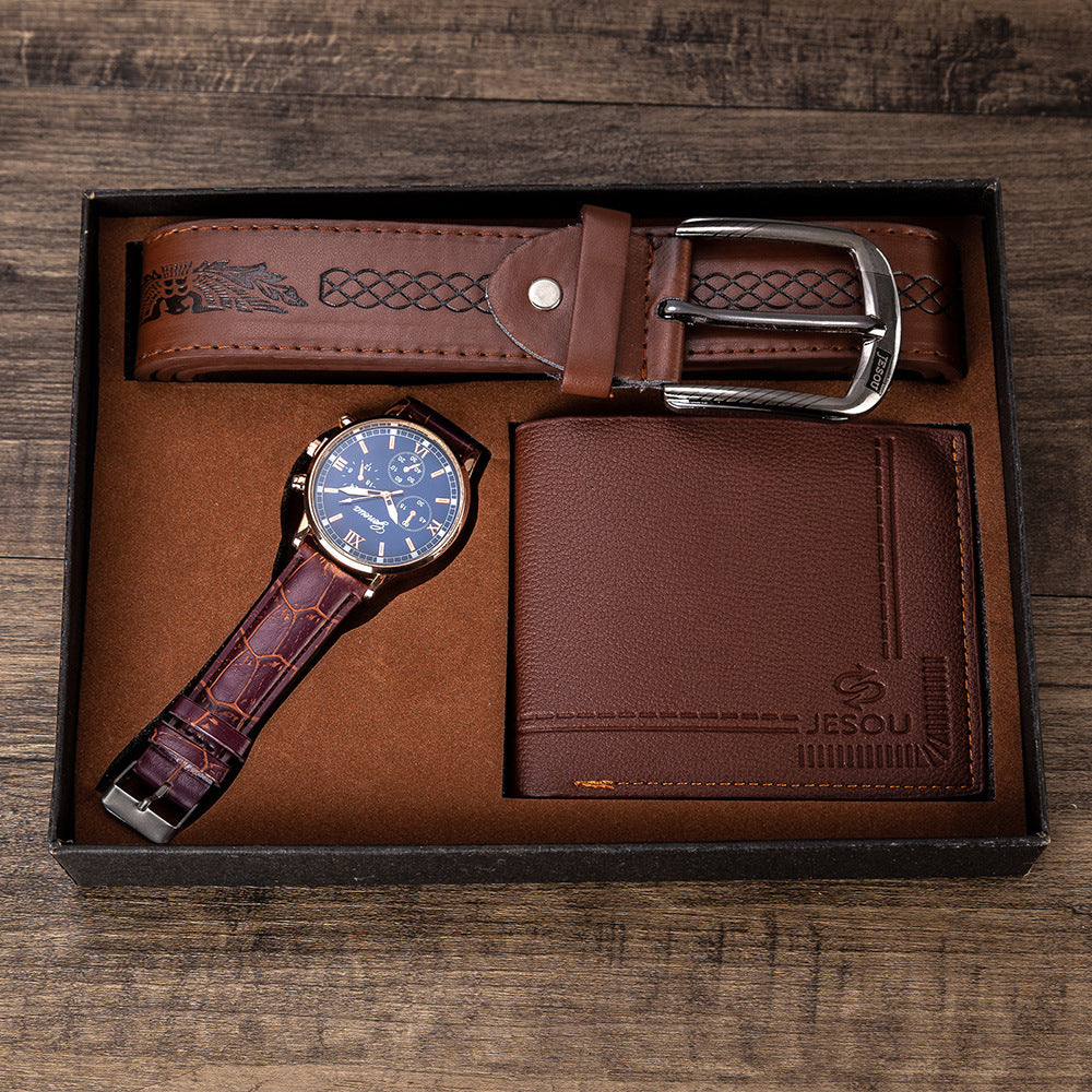Men's gift set beautifully packaged watch + wallet belt set creative combination set