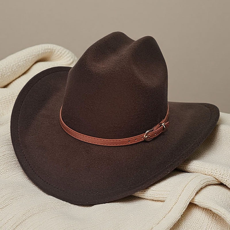 Western cowboy hat curved brim hat pebbled belt