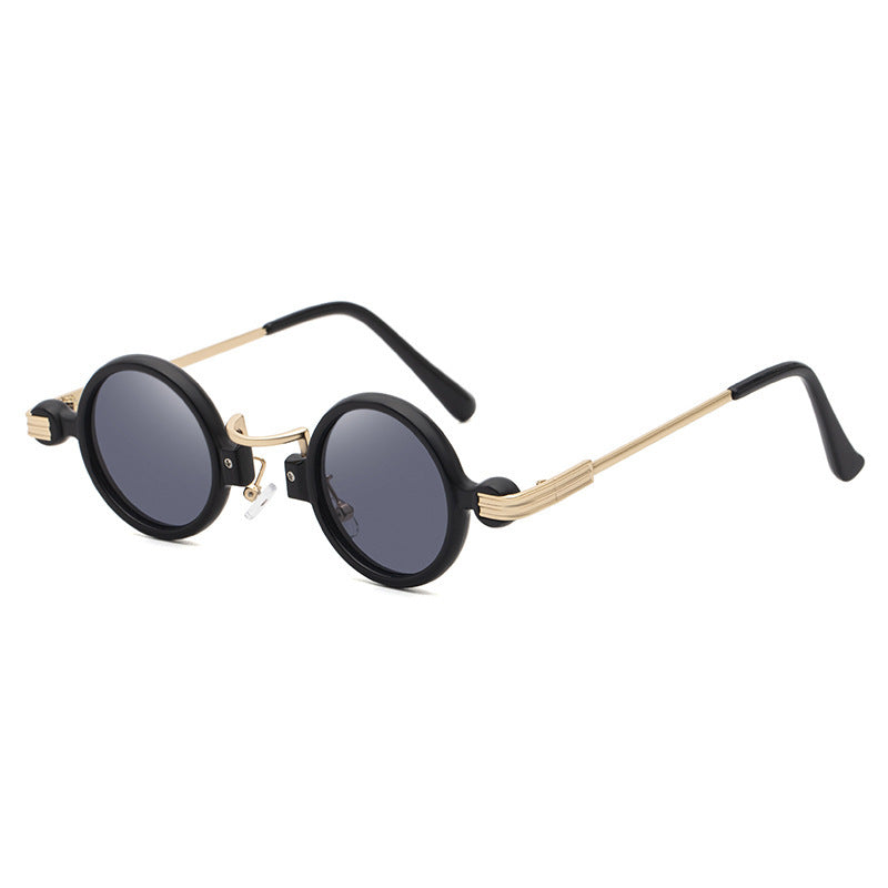 Retro steampunk style small frame sunglasses
