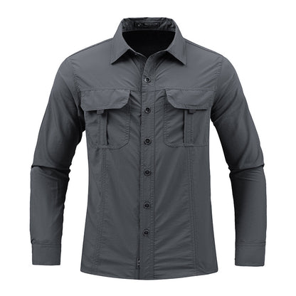 Men's quick-dry, anti-chafe, long-sleeve shirt for warm weather