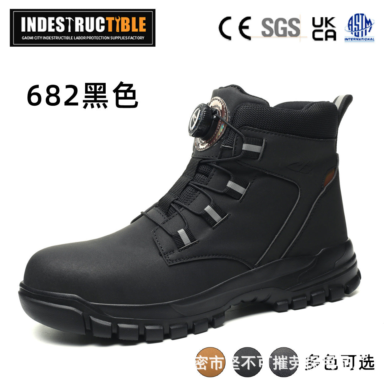 Steel-toe work boots, Kevlar sole, button close