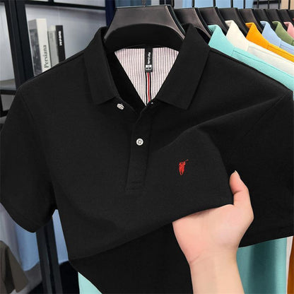 Premium Cotton Polo Shirt  Breathable Business Casual Short Sleeve Tee