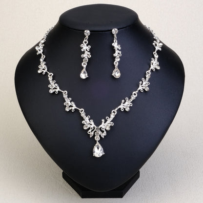 Rhinestone  jewelry set: earrings and necklace.