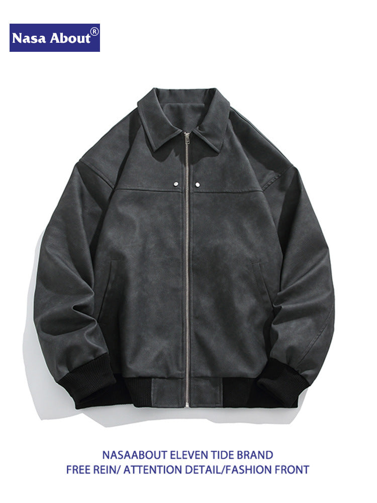 Astro Heritage NASA Vintage Brown Suede Lapel Leather Jacket