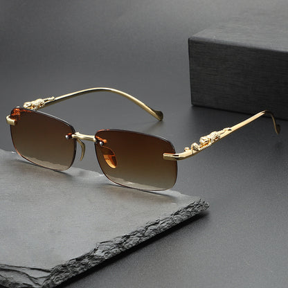 Rimless cut edge sunglasses