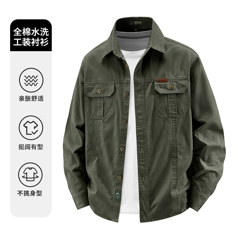 Spring and Autumn Business Casual Men's Cotton Long Sleeve Shirt