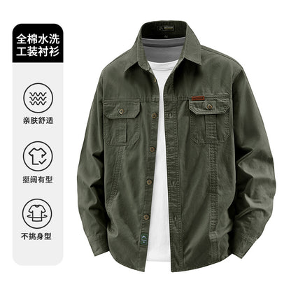 Spring and Autumn Business Casual Men's Cotton Long Sleeve Shirt