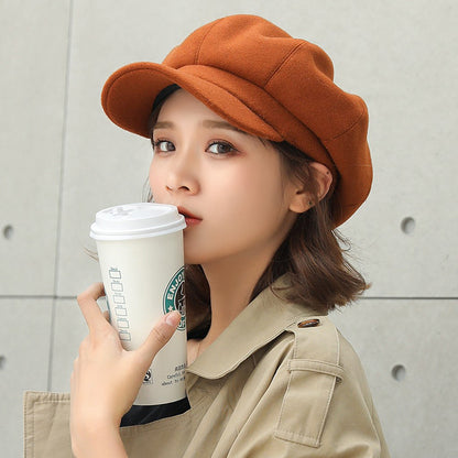 Woolen Octagonal Women's Beret  British Retro Autumn/Winter, Japanese Style