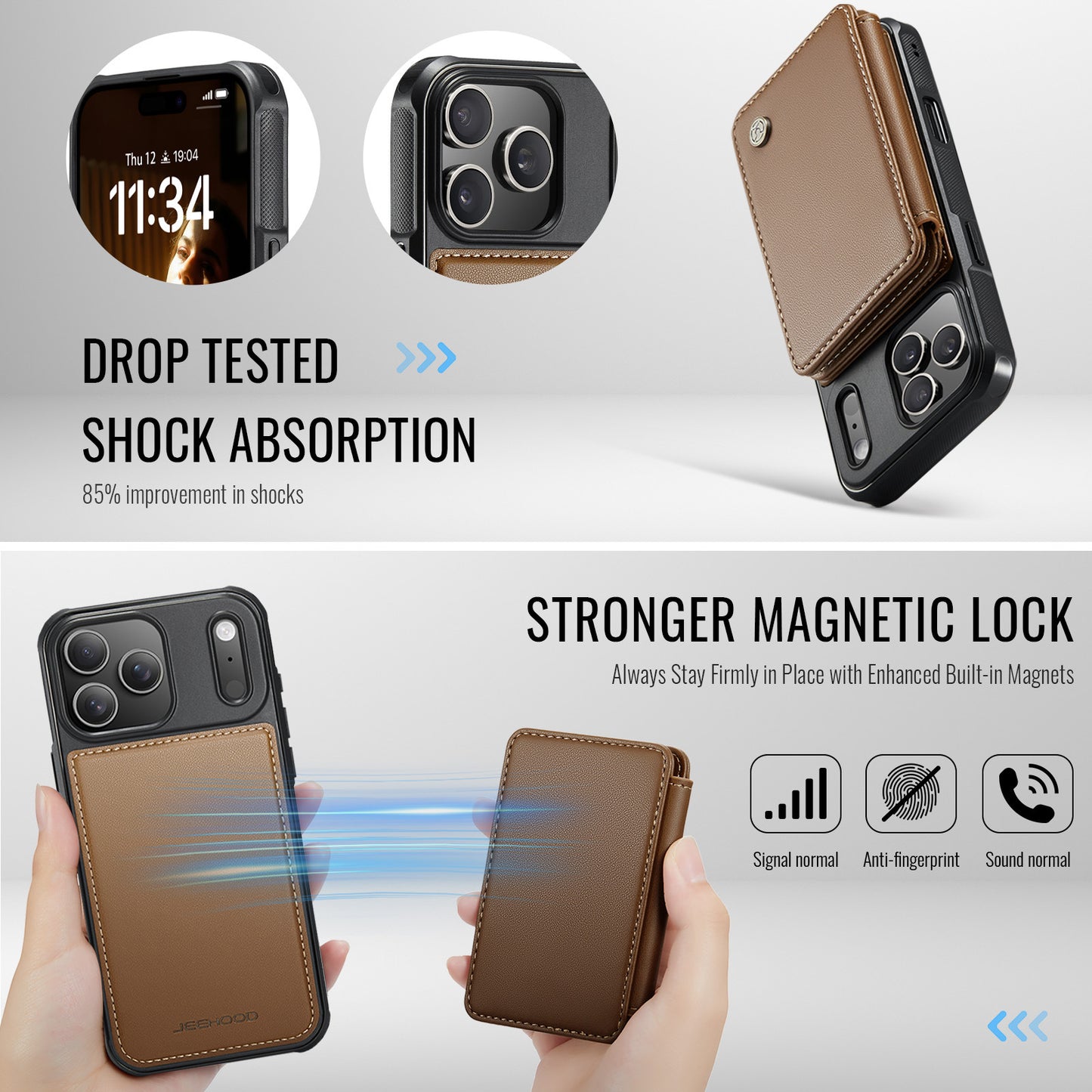 Mag Leather 2-in-1 Series  Magnetic Card & Wireless Charging Case for iPhone