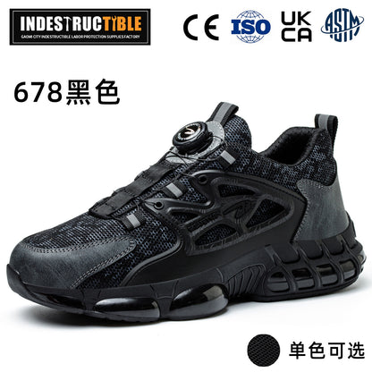 Steel-toe work boots, Kevlar sole, button close