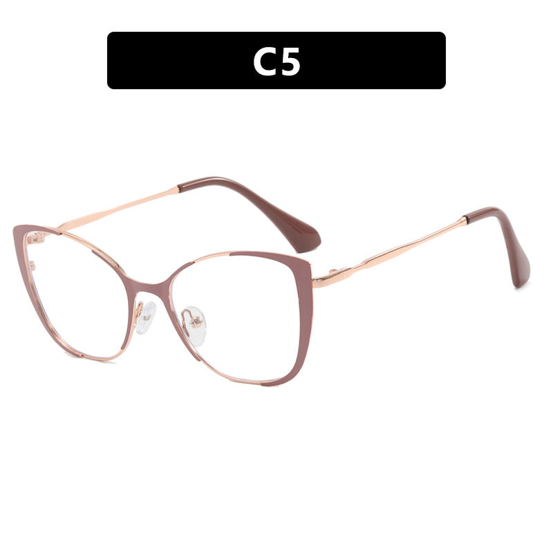 Trendy cat-eye glasses: European/American style, blue light blocking