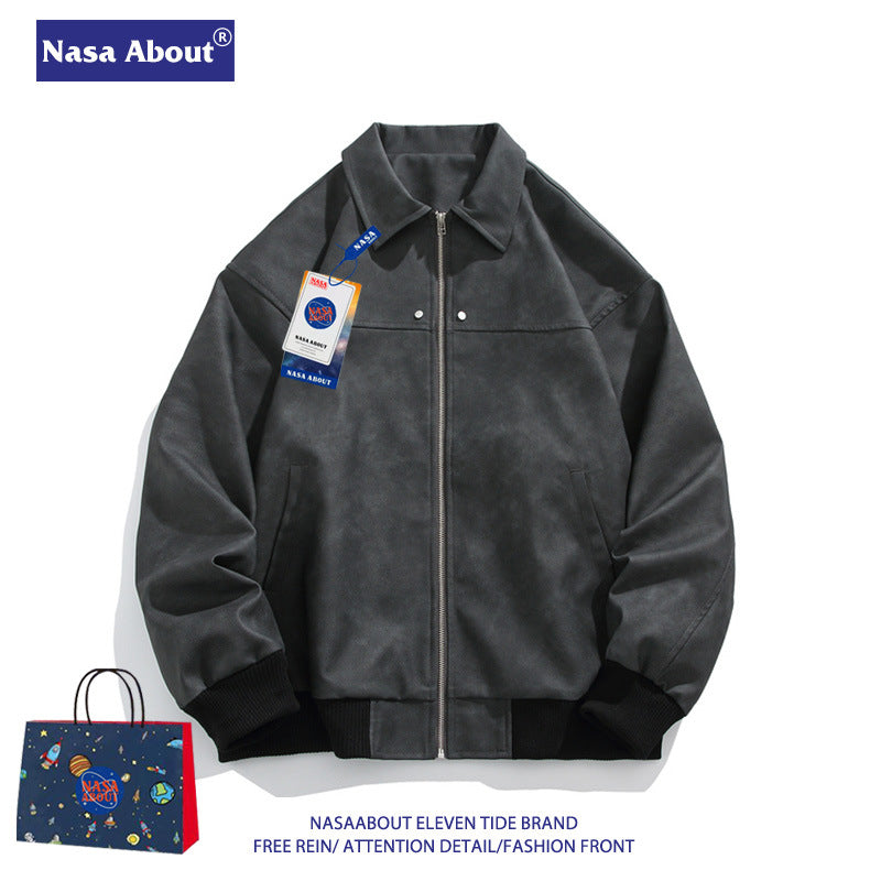 Astro Heritage NASA Vintage Brown Suede Lapel Leather Jacket