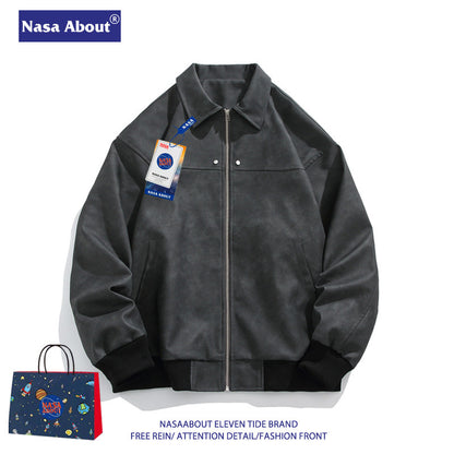 Astro Heritage NASA Vintage Brown Suede Lapel Leather Jacket