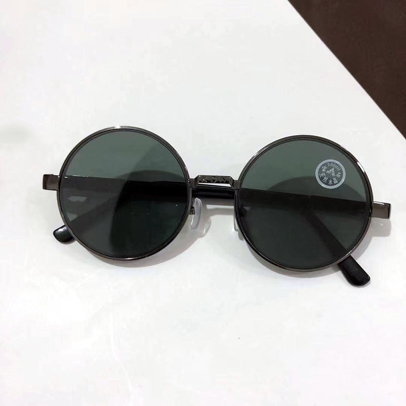 Retro round crystal glass sunglasses