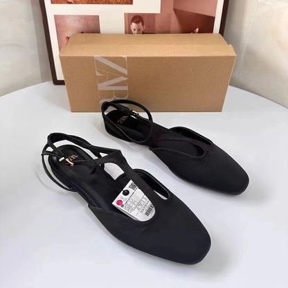 Women's Sling back Flat Sandals with Metal Toe