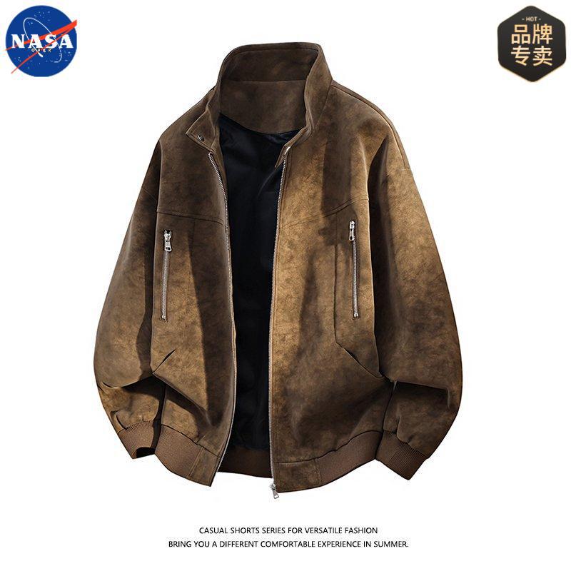 NASA Premium Plus-Size Fleece-Lined PU Leather Winter Jacket
