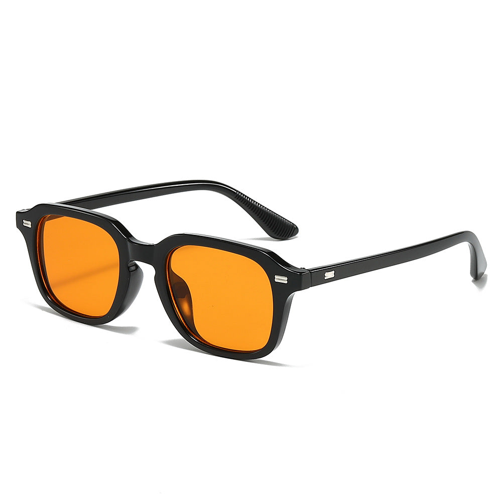 Classic square narrow frame sunglasses with gradient lenses and UV protection.