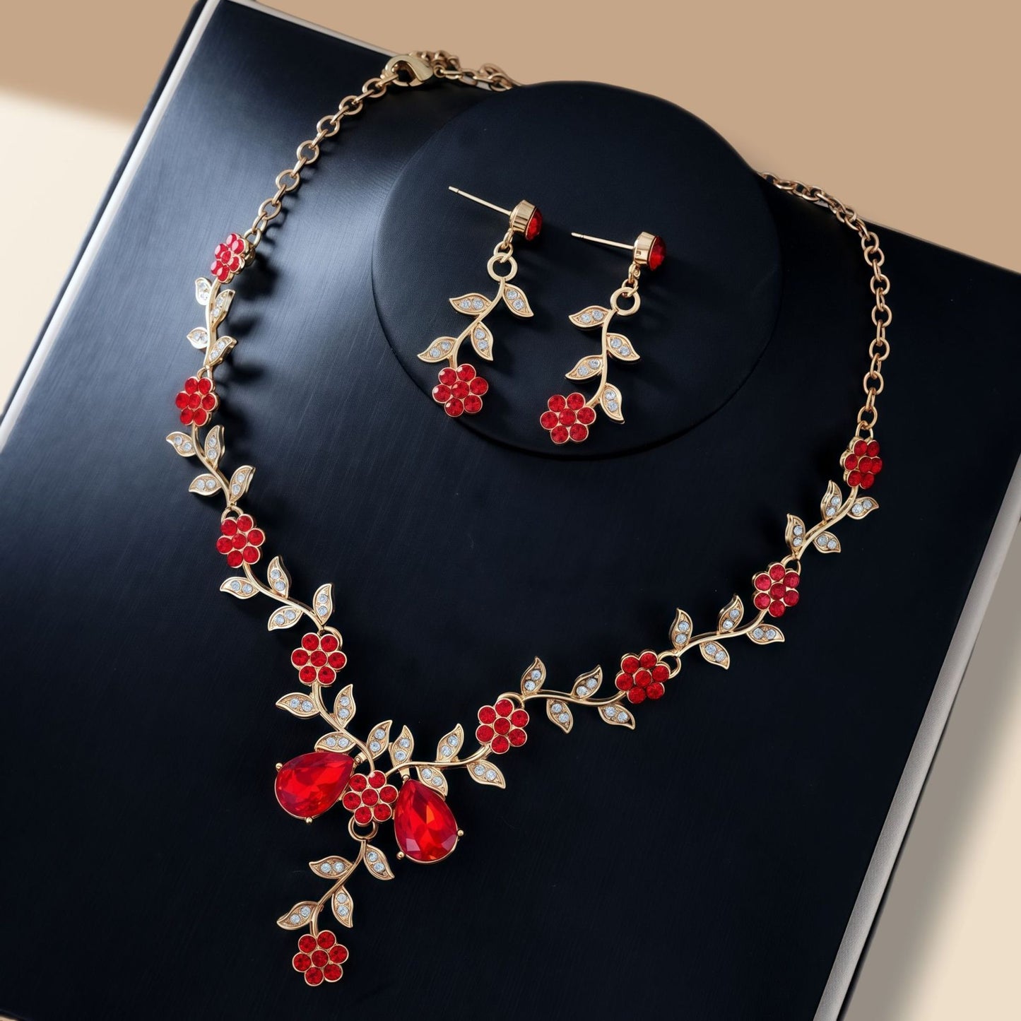 Elegant Floral Necklace & Earrings Edition