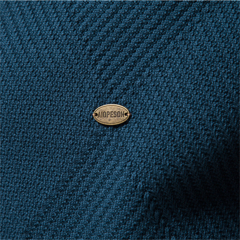 Men's autumn cardigan: versatile, casual, solid, high-neck jacquard knit
