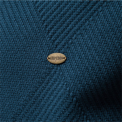 Men's autumn cardigan: versatile, casual, solid, high-neck jacquard knit