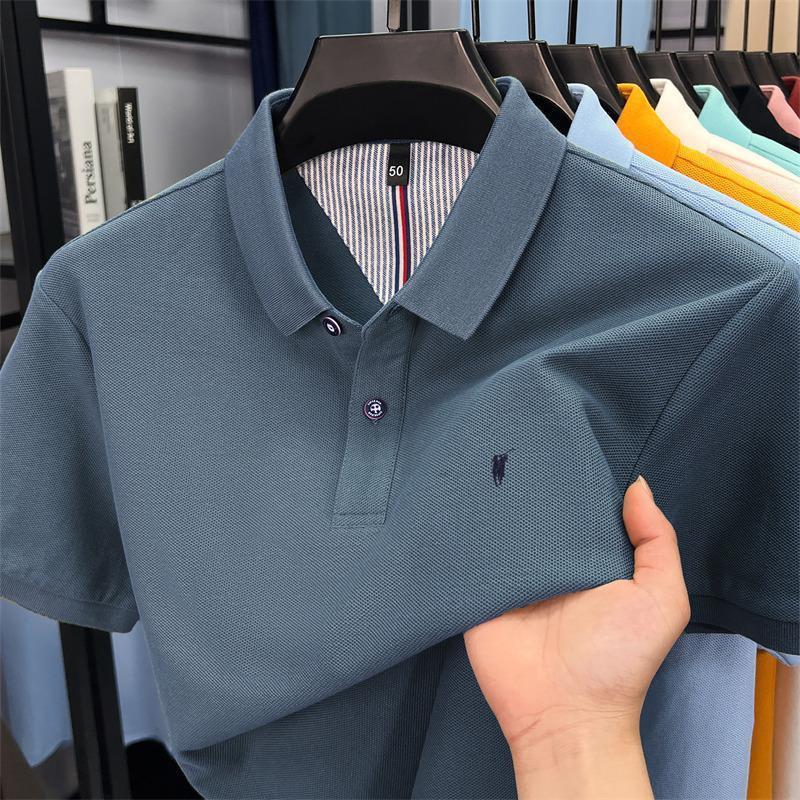 Premium Cotton Polo Shirt  Breathable Business Casual Short Sleeve Tee