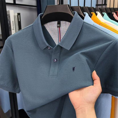 Premium Cotton Polo Shirt  Breathable Business Casual Short Sleeve Tee