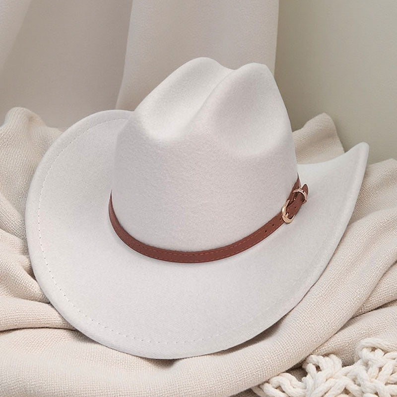 Western cowboy hat curved brim hat pebbled belt