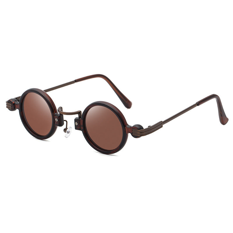 Retro steampunk style small frame sunglasses