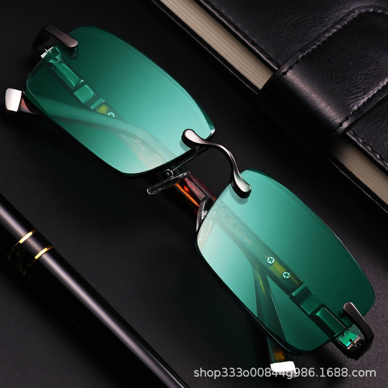 Crystal Edge Verde Luxe Frameless Sunglasses